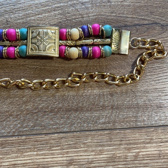 Vintage beaded handmade Colorful adjustable chain belt - Picture 5 of 7